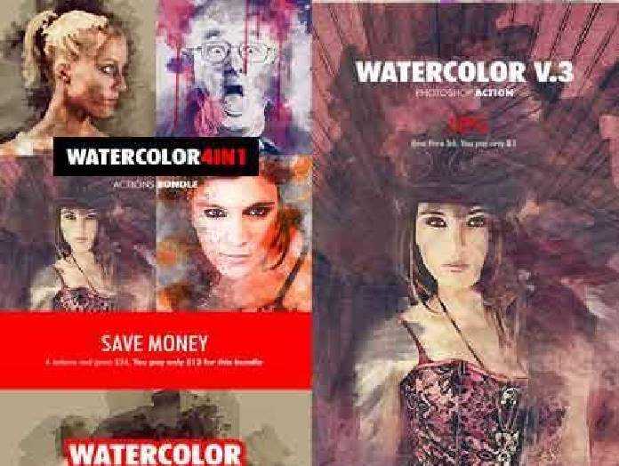 Freepsdvn Com 1478578731 Watercolor 4in1 Photoshop Actions Bundle V1 18180095 Cover