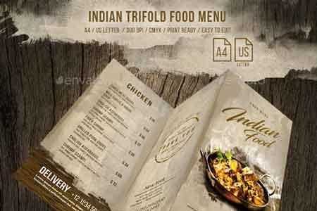 1812167 Indian A4 and US Letter Trifold Food Menu 20698642