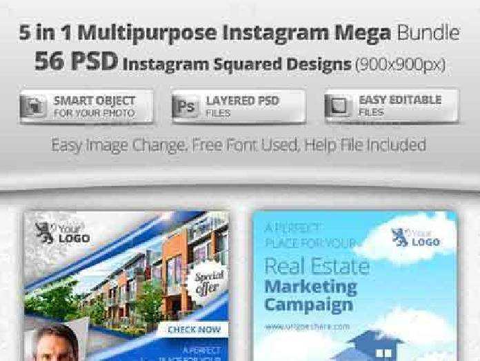 Freepsdvn Com 1440481823 56 Instagram Design Templates 5 In 1 Bundle 12487586 Cover