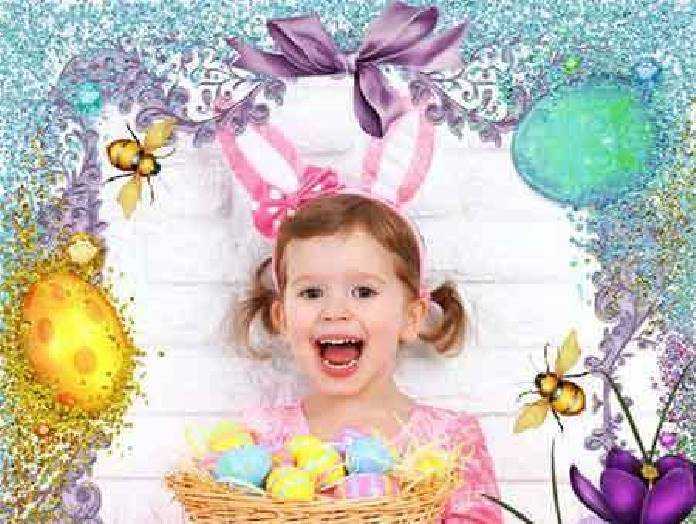 Freepsdvn Com 1460965458 Happy Easter Easter Frame With Bunny And Flowers Cover