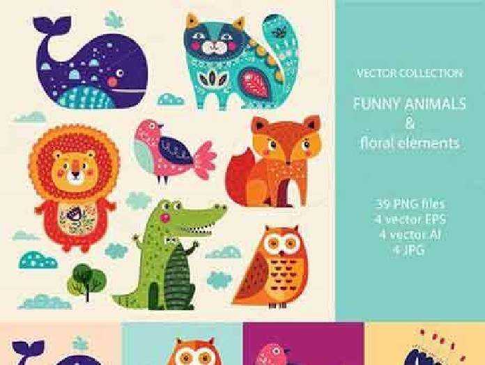Freepsdvn Com Vector 1701020 Big Collection Animals And Flowers Cover