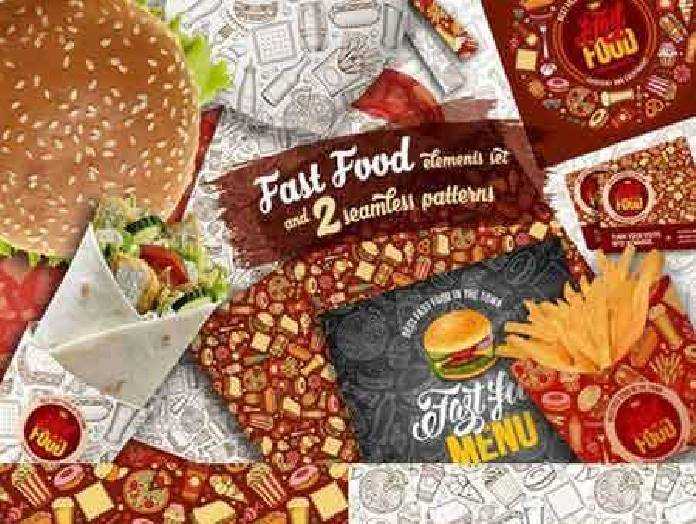 FreePsdVn.com VECTOR 1701070 fast food patterns and elements cover