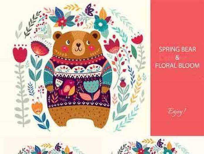 1701159 Spring bear and floral bloom 613738