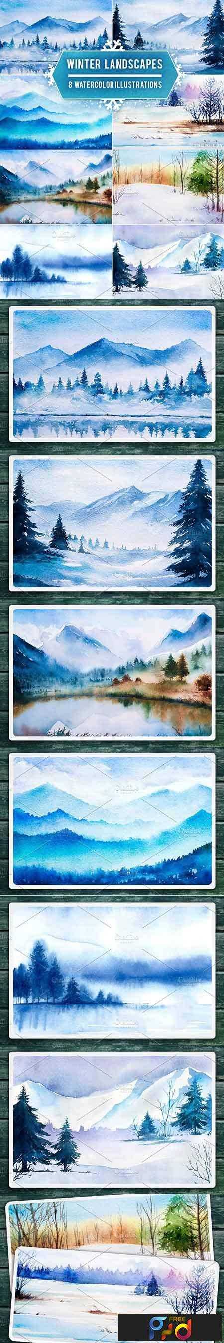 FreePsdVn.com_1702426_VECTOR_winter_landscapes_set_2_watercolor_1153117