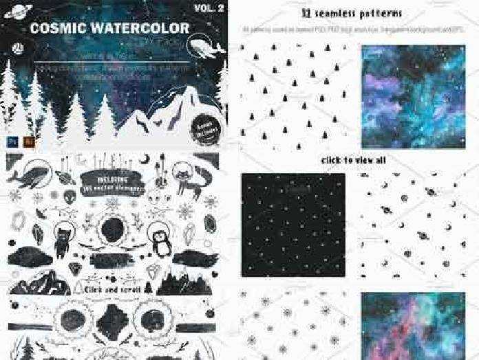 1702482 Cosmic watercolor DIY Pack vol.2 1142113