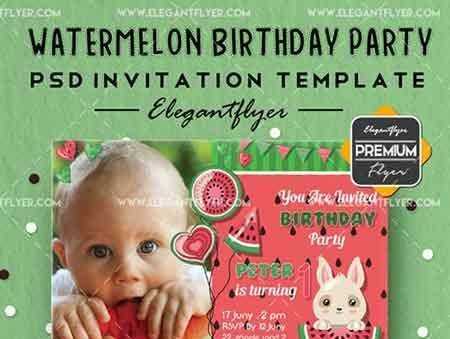 FreePsdVn.com 1704150 TEMPLATE watermelon birthday party invitation psd template cover