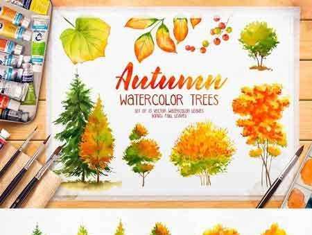 1705057 Autumn watercolor trees 1739258