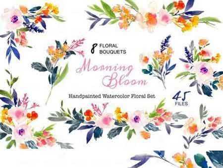 FreePsdVn.com 1706097 STOCK morning bloom watercolor floral set 429467 cover