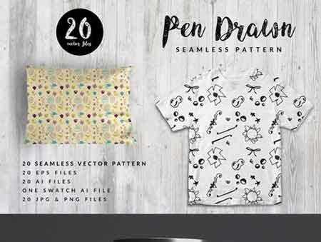 FreePsdVn.com 1706241 VECTOR pen drawn art seamless patterns 1830203 cover