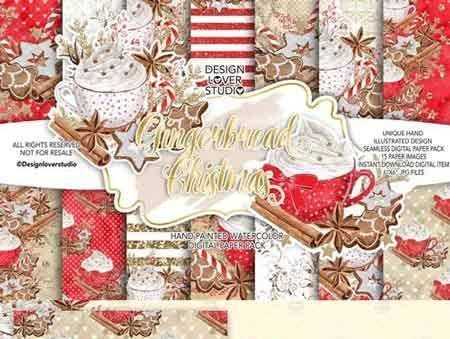 FreePsdVn.com 1707014 STOCK gingerbread christmas digital paper pack cover