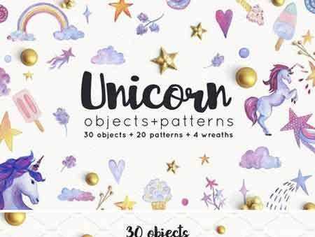 FreePsdVn.com 1707299 STOCK unicorn objects and patterns set 1956065 cover