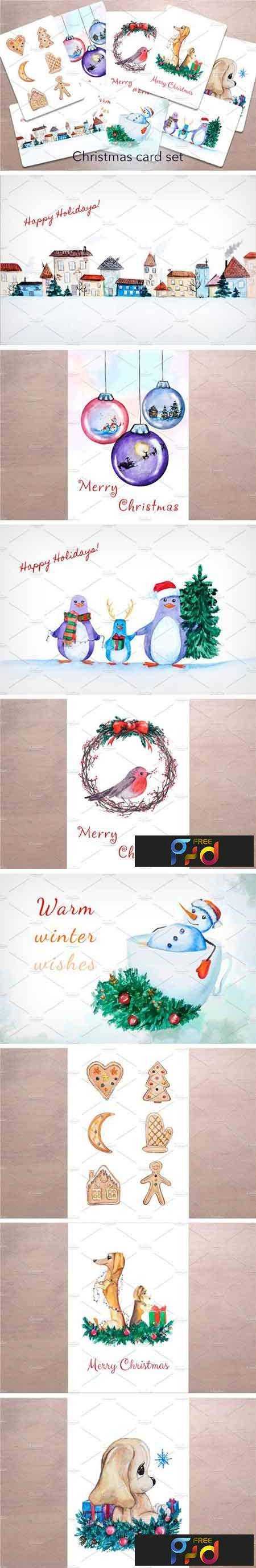 FreePsdVn.com 1708020 TEMPLATE watercolor christmas card set 2040439