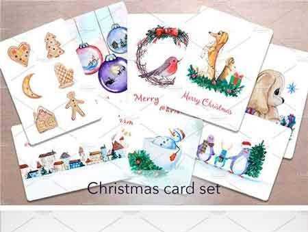 FreePsdVn.com 1708020 TEMPLATE watercolor christmas card set 2040439 cover