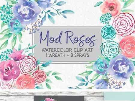 FreePsdVn.com 1708133 STOCK watercolor wreath of mod roses 2011192 cover