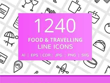 FreePsdVn.com 1708142 VECTOR 1240 food travelling line icons 2037447 cover