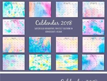 1708143 2018 Calendar Monthly Watercolor 2038803