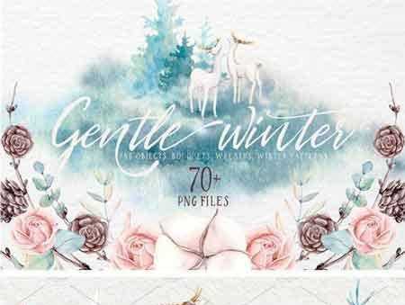 FreePsdVn.com 1708194 STOCK gentle winter watercolor collection 2034307 cover