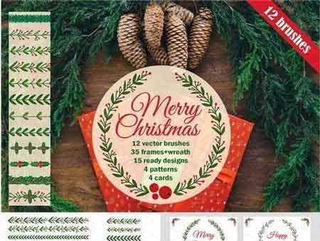 FreePsdVn.com 1708282 VECTOR christmas wreath and brushes 2046638 cover