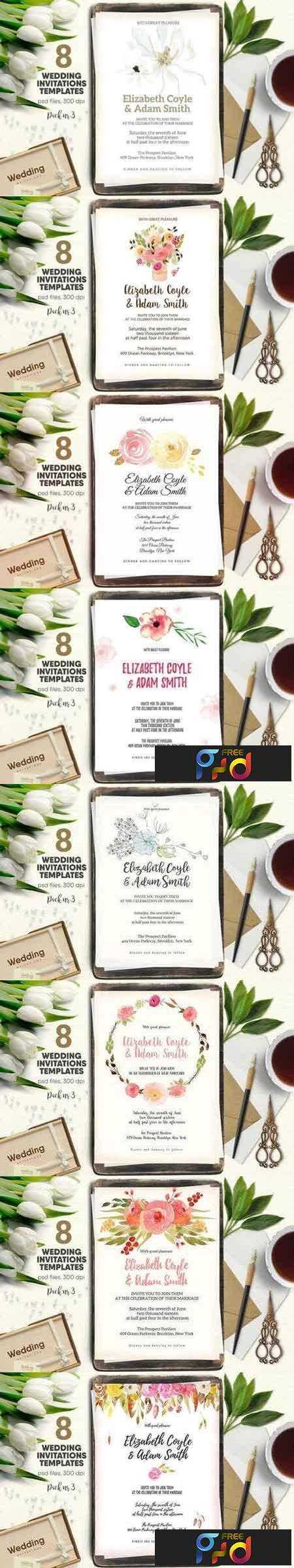 8 Wedding Invitations Pack 3