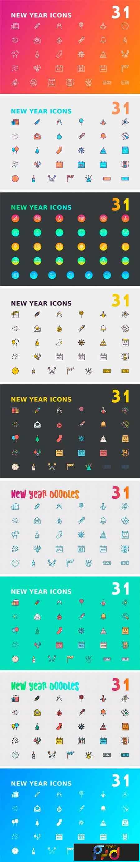 FreePsdVn.com 1709156 STOCK new year icon bundle 2131423