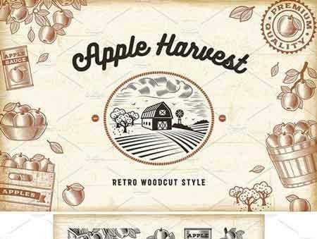 FreePsdVn.com 1801052 VECTOR vintage apple harvest set 2103322 cover