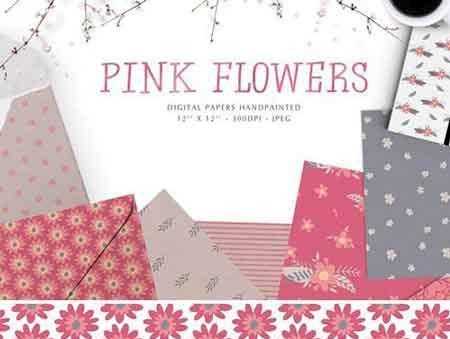 FreePsdVn.com 1801228 STOCK pink flowers digital papers 2103611 cover