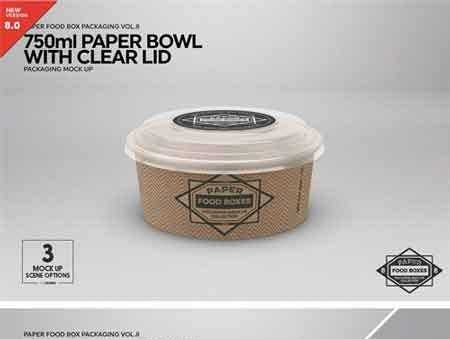Download 1801291 750ml Paper Bowl Clear Lid Mockup 2181787 Freepsdvn