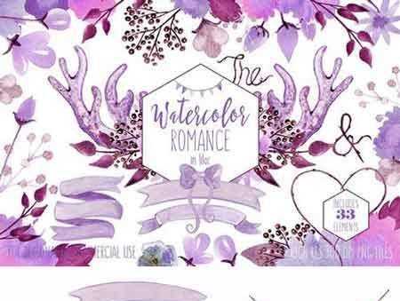 FreePsdVn.com 1802023 STOCK romantic watercolor floral antlers 2167598 cover