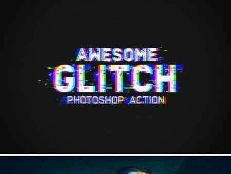 1802143 Glitch Photoshop Action 2151322 Freepsdvn