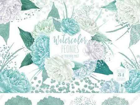 FreePsdVn.com 1802205 STOCK watercolor peony floral in mint 2176354 cover