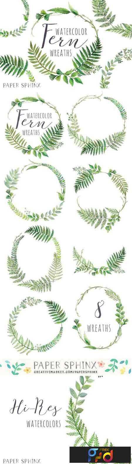FreePsdVn.com 1802290 STOCK watercolor fern wreaths 2205010