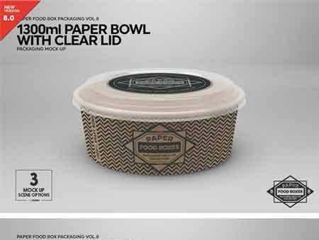 Download 1803083 1300ml Paper Bowl Clear Lid Mockup 2181793 Freepsdvn