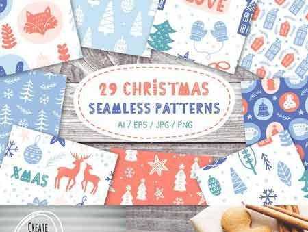 FreePsdVn.com 1803095 VECTOR nordic christmas seamless patterns 2118721 cover