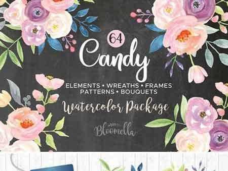FreePsdVn.com 1803209 STOCK candy pastel watercolor flower pack 2227773 cover