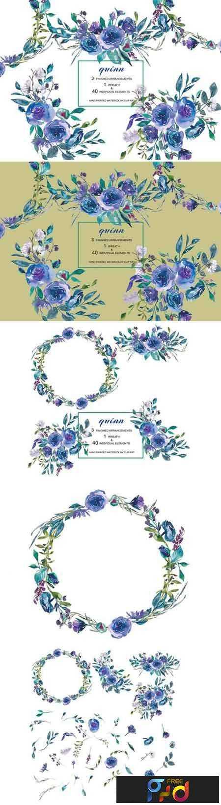 FreePsdVn.com 1803280 STOCK watercolor blue roses 2132297