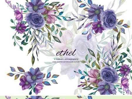 1803281 Watercolor Purple Floral Clip Art 1904554 - FreePSDvn