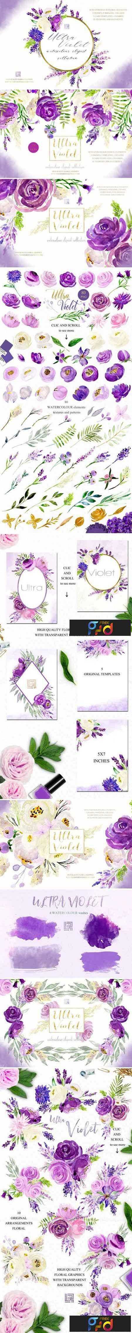 FreePsdVn.com 1805105 STOCK ultra violet watercolor flowers 2257826