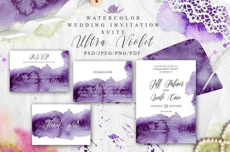 1805175 Ultra Violet Watercolor Wedding card 2254751