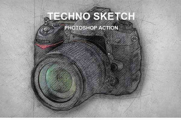 1805262 Techno Sketch Photoshop Action 21668508