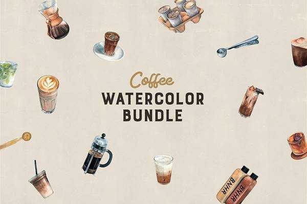 1805295 Watercolor Coffee Bundle 2405258