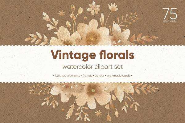 FreePsdVn.com 1806156 STOCK vintage florals watercolor cliparts 2422632 cover
