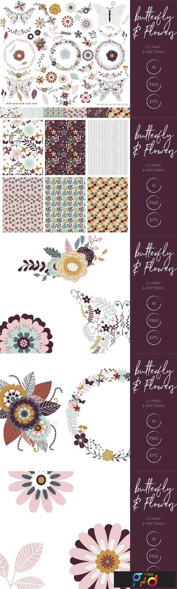 FreePsdVn.com 1807010 VECTOR butterfly flowers clipart and patterns 593830