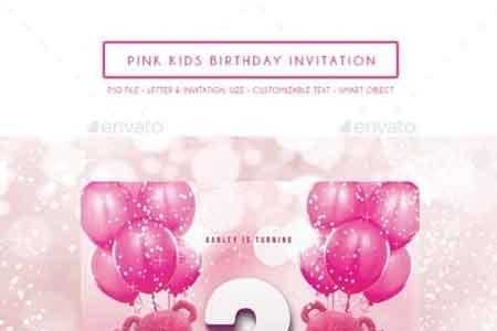 1808041 Pink Kids Birthday Invitation 14155317