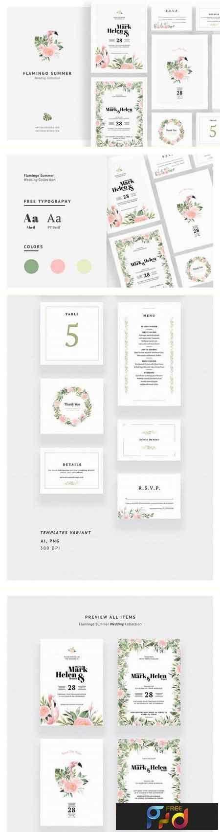 FreePsdVn.com 1808080 STOCK flamingo summer wedding invitations 2709408