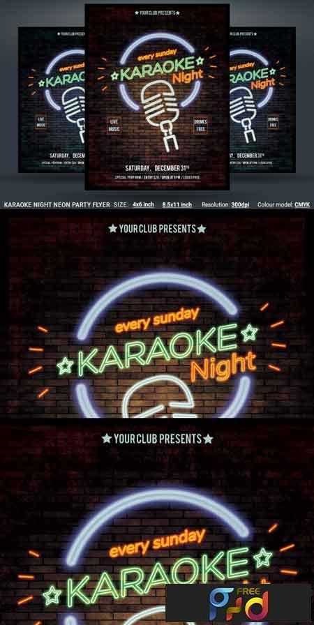 FreePsdVn.com 1808287 TEMPLATE karaoke night neon party flyer 3470746