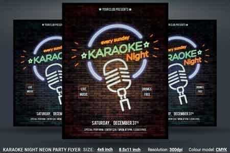 FreePsdVn.com 1808287 TEMPLATE karaoke night neon party flyer 3470746 cover