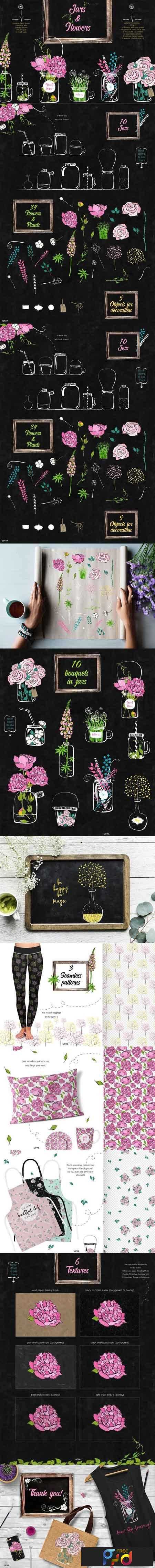 FreePsdVn.com 1810003 STOCK flowers and jars clipart collection 2692627