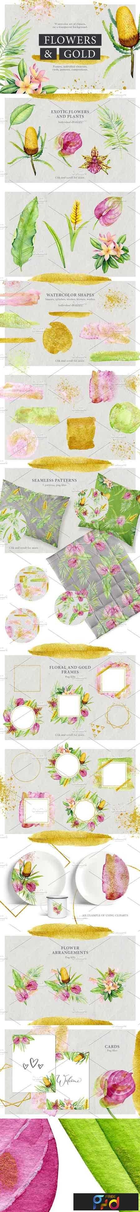 FreePsdVn.com 1810009 STOCK watercolor stains tropical flowers 2580670