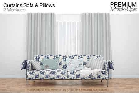 1810057 Curtains Sofa &Throw Pillows Set 3476704