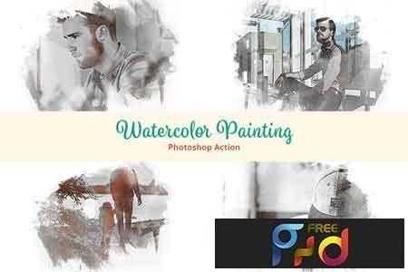 1811001 Watercolor Painting Photoshop Action 2821013
